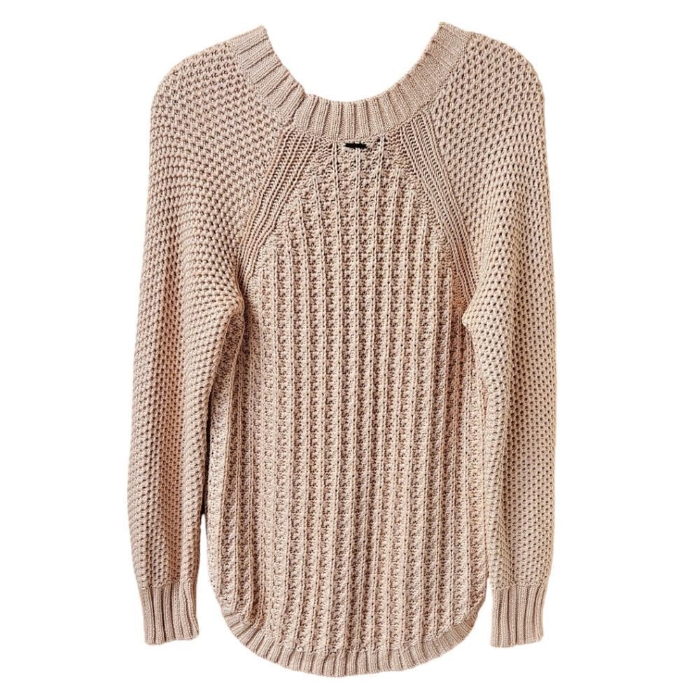 CALVIN KLEIN JEANS New Round Neck CableโKnit Pink Rose Sweater SIZE Large - Picture 8 of 12